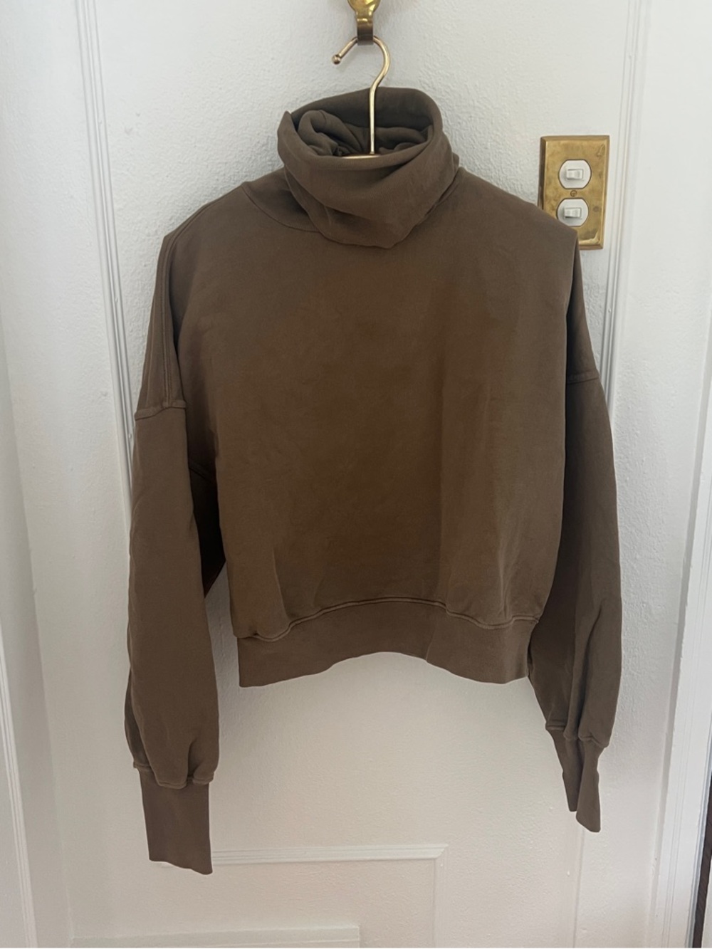 Cropped Olive Turtleneck Sweatshirt